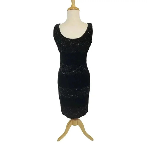 {Joseph Ribkoff} Black Cocktail Black Tie Elegant Velvet Sequins Dress - Picture 7 of 16
